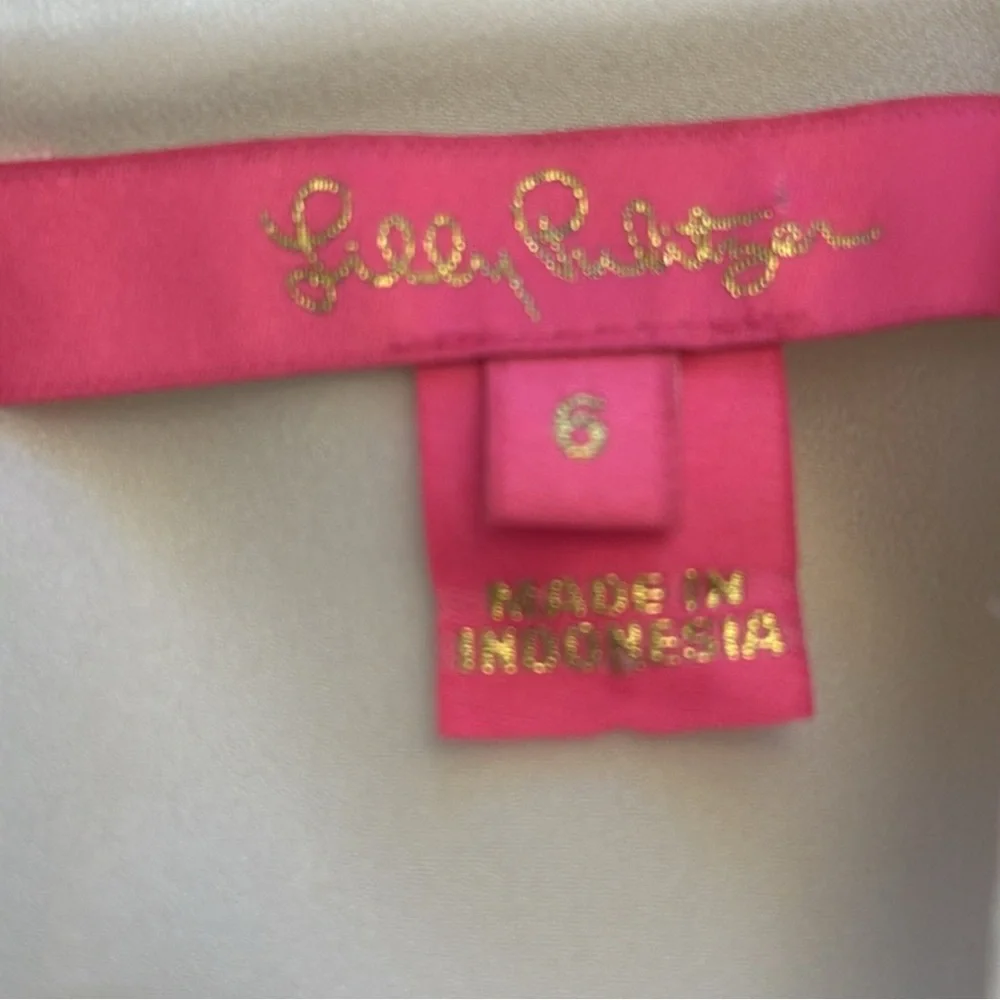 Lilly Pulitzer Blakelynn Elbow Sleeve Top Coconut White puff sleeves top size 6 - Picture 6 of 9